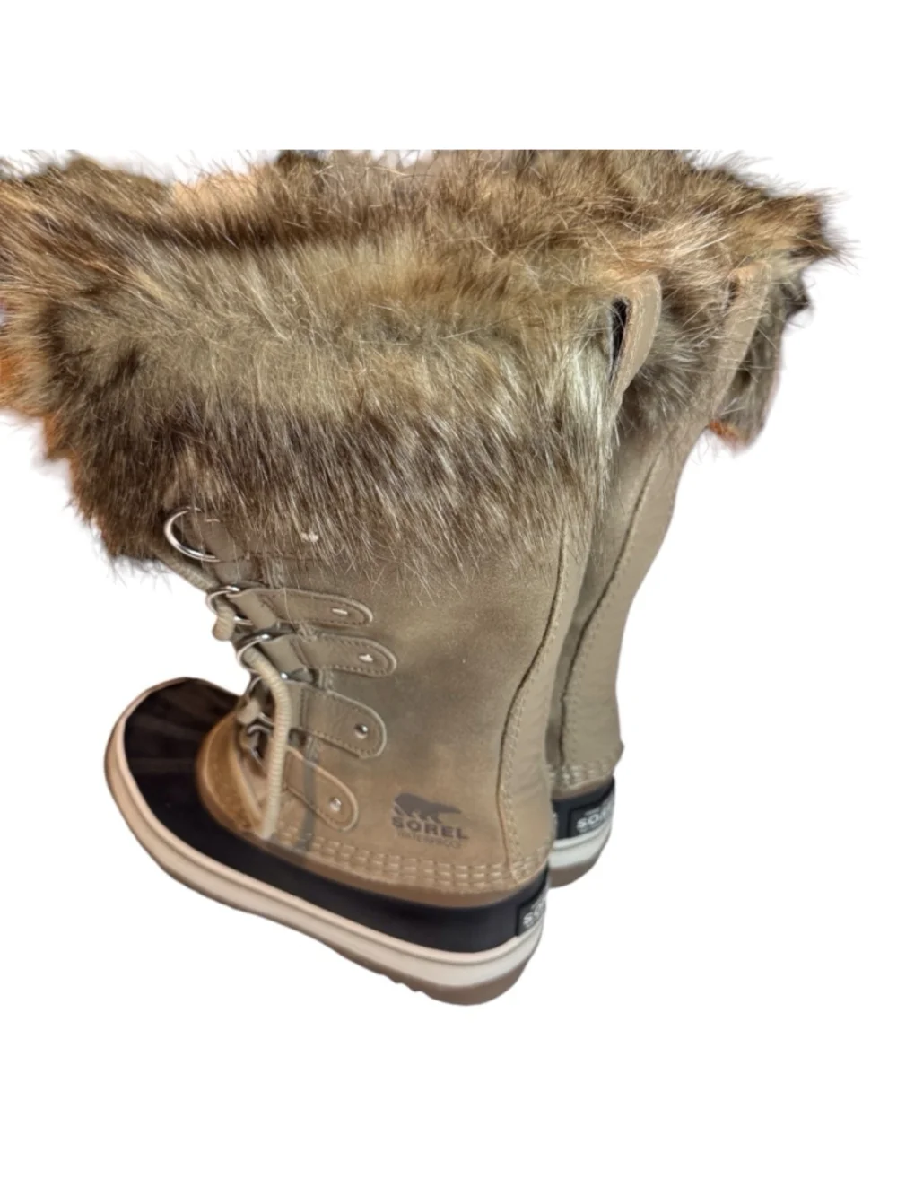 Womens Sorel Joan of arctic taupe fur lined size 5